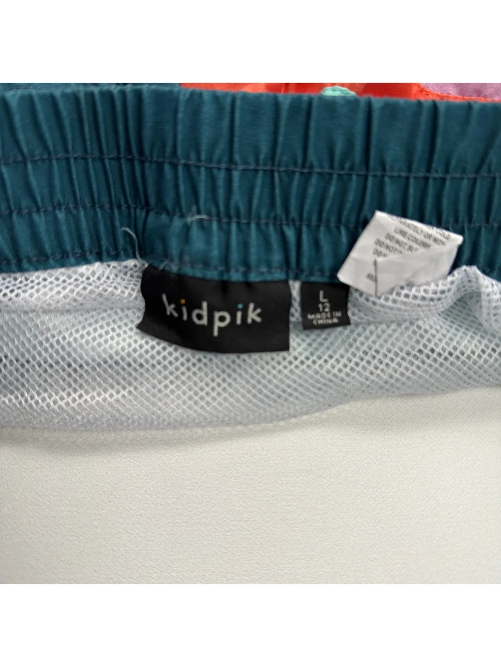 kidpik Swim Trunks Colorblock Striped Elastic Waist - Boys L